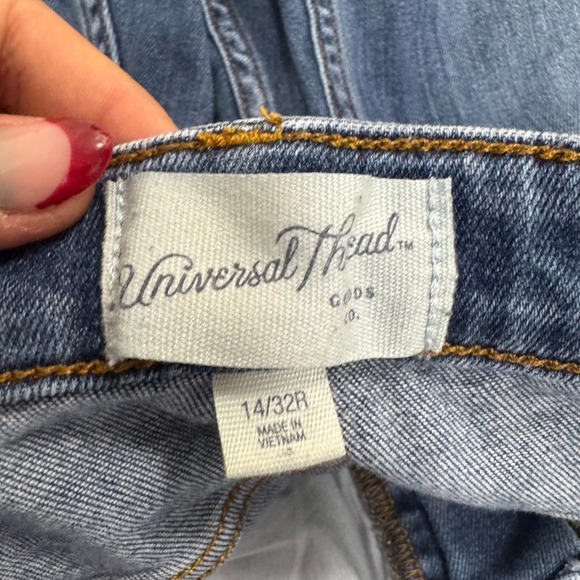 Universal Thread High Rise Skinny Jeans Candiani Denim Blue Raw Hem 14/32R - Picture 5 of 9